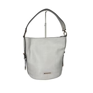 Michael Kors Brooke Bucket Bag Medium Handbag White Pebbled Leather Purse